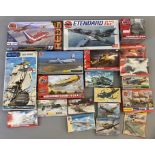 EX DEALER STOCK: 19x Airfix model kits including aviation and naval examples. All appear complete