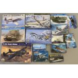 EX DEALER STOCK: 14x Hobby Boss model kits including military and aviation examples. All appear