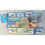 EX DEALER STOCK: 14x Revell model kits , aviation and naval examples, varying scales. All appear