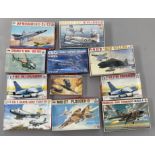 EX DEALER STOCK: 11x ESCI aviation related 1:48 and 1:72 scale model kits. All appears complete