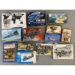 EX DEALER STOCK: 13x assorted model kits including AMT, Emhar, Condor etc. All appear complete and
