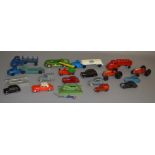 A mixed lot of assorted unboxed diecast models including: 7x Crescent models, 2x Louis Marx, 4x Lone