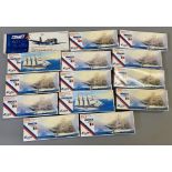 EX DEALER STOCK: 14x model kits including 13x Imai naval examples and a Comet aviation model. All