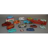 Mixed lot of vintage plastic and tinplate models including Startex Jaguar 2.4, boxed Minicar VW