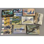 EX DEALER STOCK: 14x Hasegawa aviation model kits. All appear complete and unassembled but not