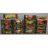 13x Burago 1:18 Scale Models together with a 1:24 example and a 1:18 Road signature Deluxe Edition