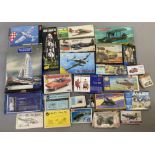 EX DEALER STOCK: 25x Assorted model kits including Heller, MPC, Glencoe etc. All appear complete and