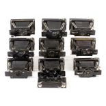 Group of 10 Larger Ensign Ensignette Cameras.