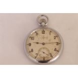 A Leonidas military nickel pocket watch, with broad arrow & G.S.T.P T30691 on case back, dial with
