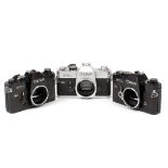 Two Black & a Chrome Canon FTb QL Camera Bodies
