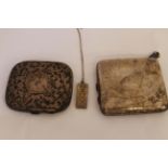 Two H/M silver cigarette cases together with a silver ingot pendant, approx gross weight 266gms