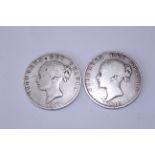 Two Queen Victoria silver Half Crowns 1848 & 1849 - both Fine