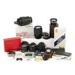 Group of Contax/Yashica Lenses, inc Vivitar 19mm.