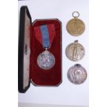 Three WWI medals, War medal to 'PTE J.TROLLOPE 6383 1-LOND', Victory medal to 'PTE J.A.MITCHELL