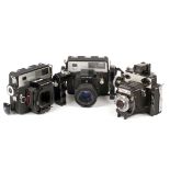 Three Koni-Omega Rapid Medium Format Cameras.
