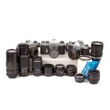 Group of Pentax Cameras & Lenses.