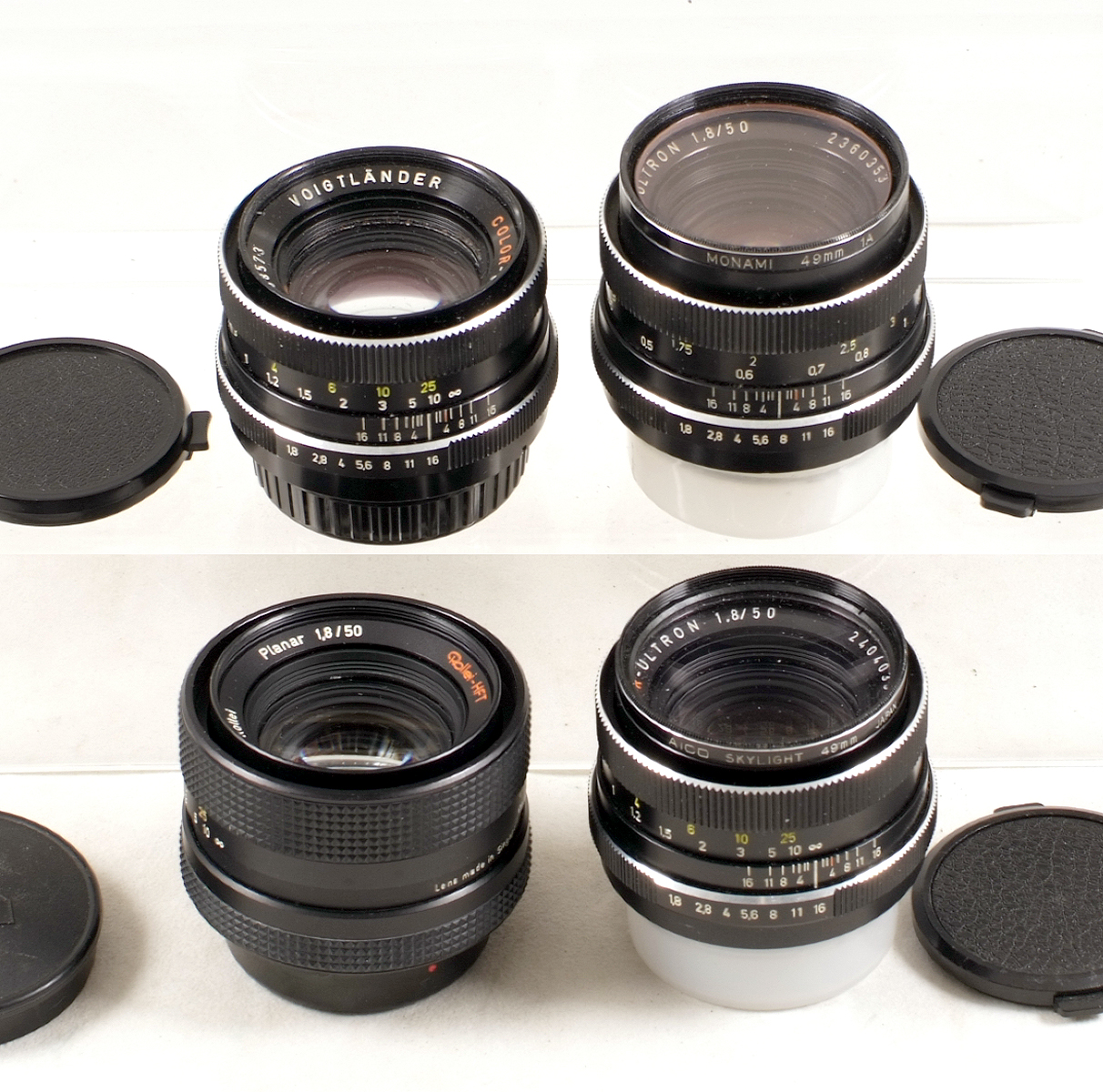 Group of Four Rollei/Voigtlander 50mm Lenses.