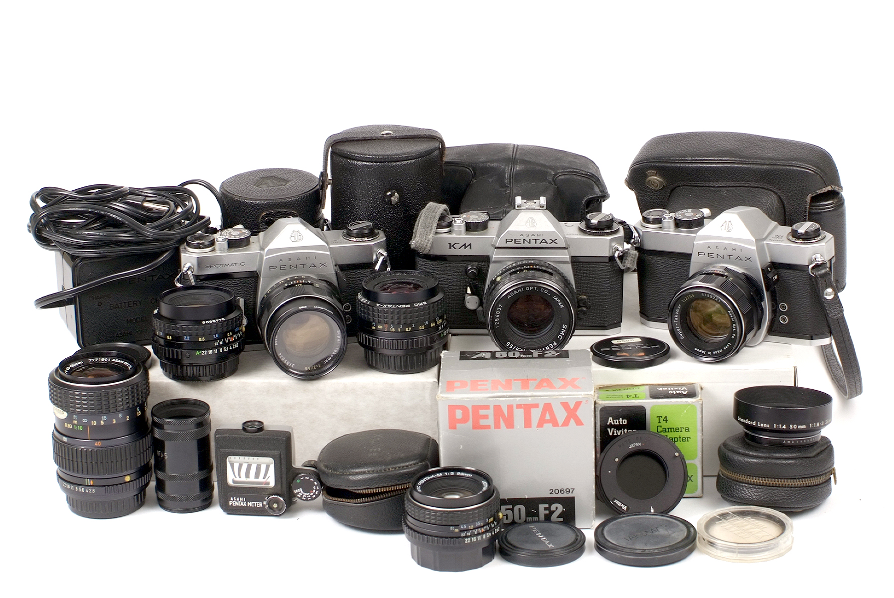 Group of Pentax PK and Screw Mount Cameras & Lenses.