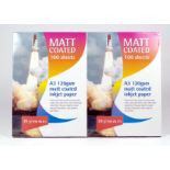 Two Sealed Packs of 100 Sheets of Ryman Matt Coated A3 Ink Jet Paper.