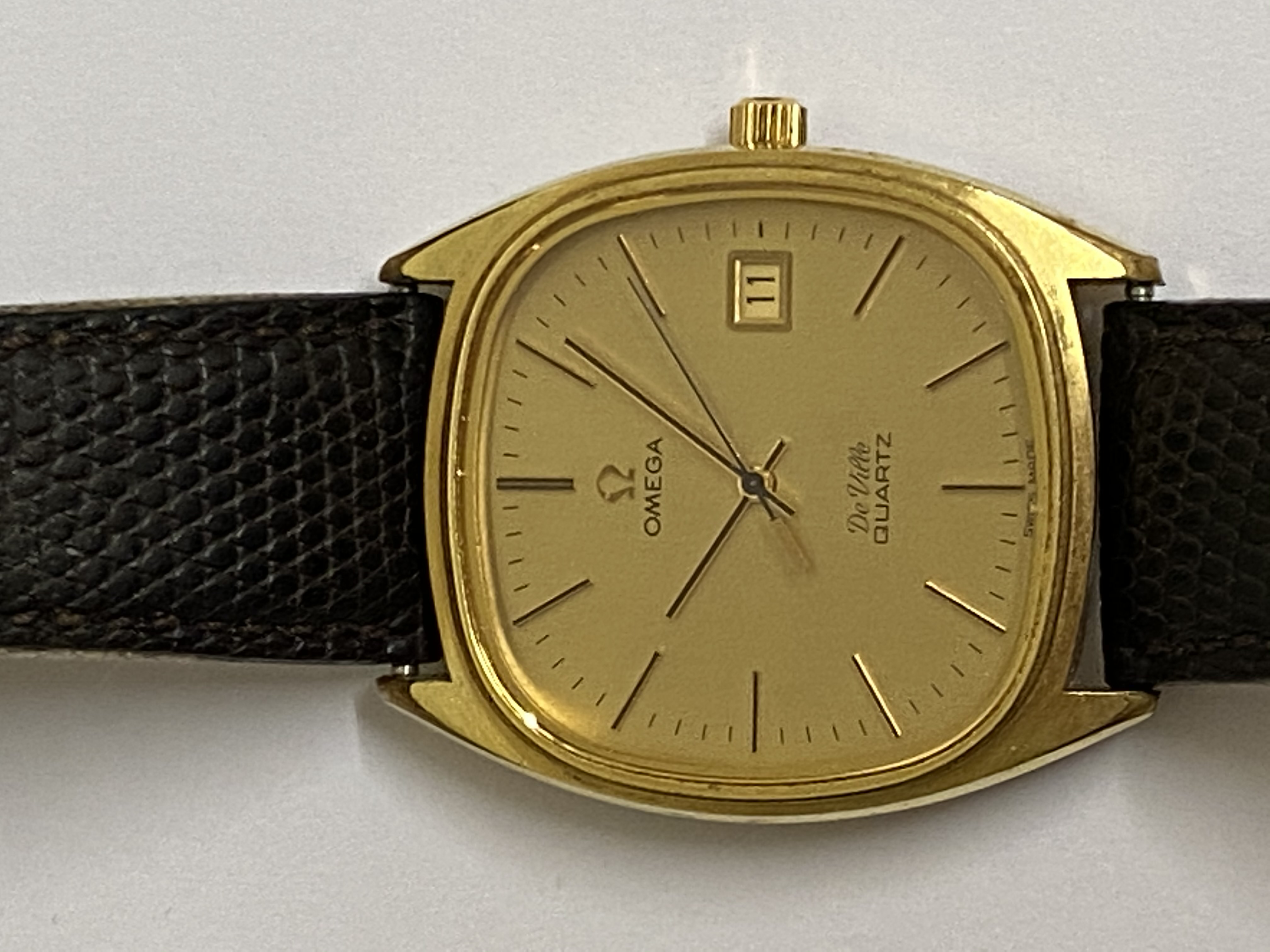 OMEGA - Two Omega De-Ville  quartz gents wristwatches on later leather straps, both require - Image 2 of 4