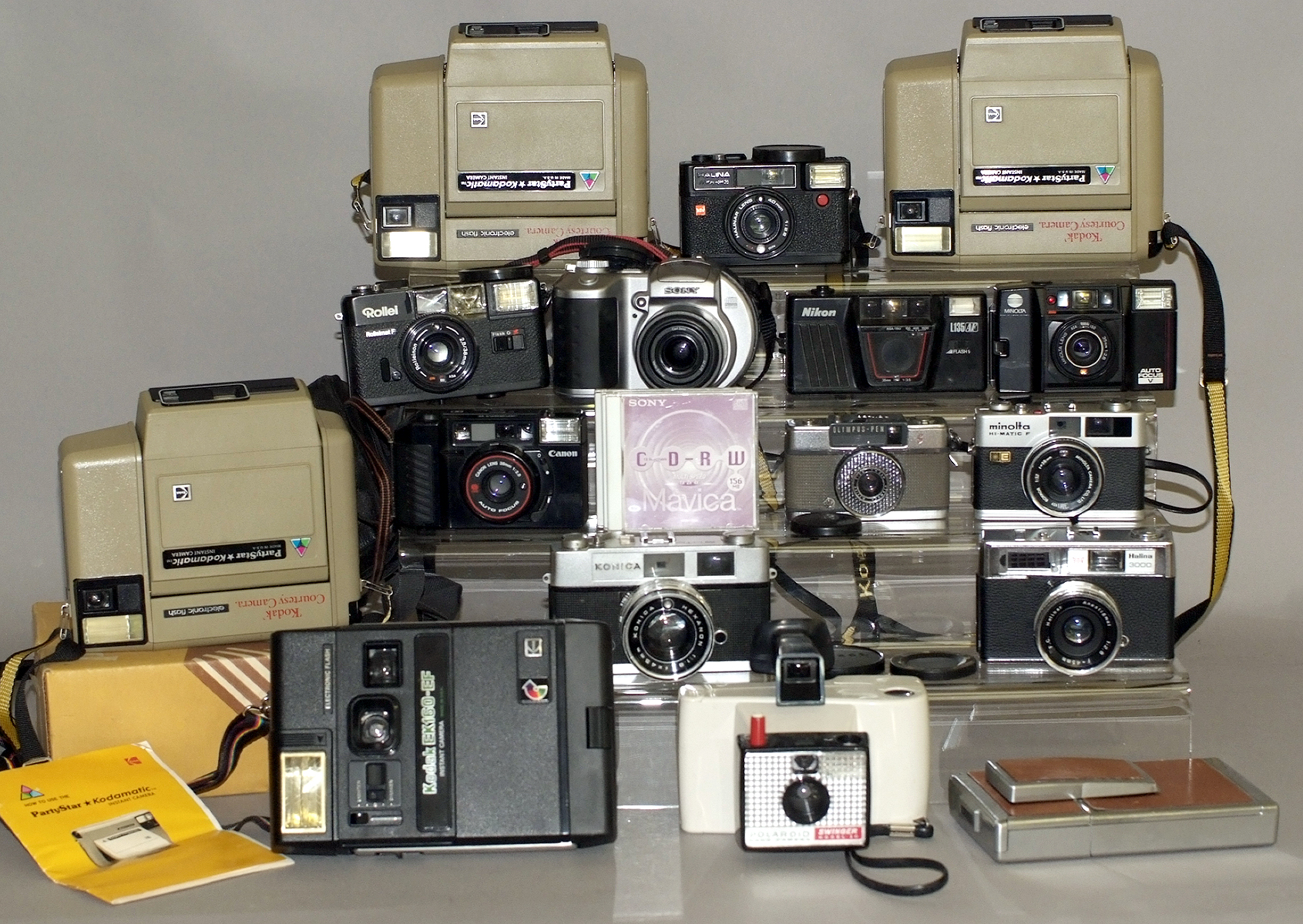 Two Boxes of Cameras, Mostly Polaroid/Kodak & Compact Models.