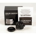 Black Voigtlander Color Skopar 50mm L39 Fit Lens.