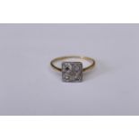 A diamond ring tested 18ct, size S, approx 2.6gms