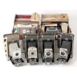 Group of Five Polaroid Land Cameras, inc Pathfinder 110A with Yasrex 127mm Lens.