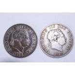 Two 1818 George III silver Half Crowns - F & GVF