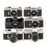 Group of Six Canon Bodies, inc Black Canon FT.