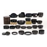 Group of Early Nikon Lens Hoods, Plus Later Hoods.