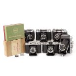 Group of Ensign Rangefinder Cameras, inc Three Ensign Commandos