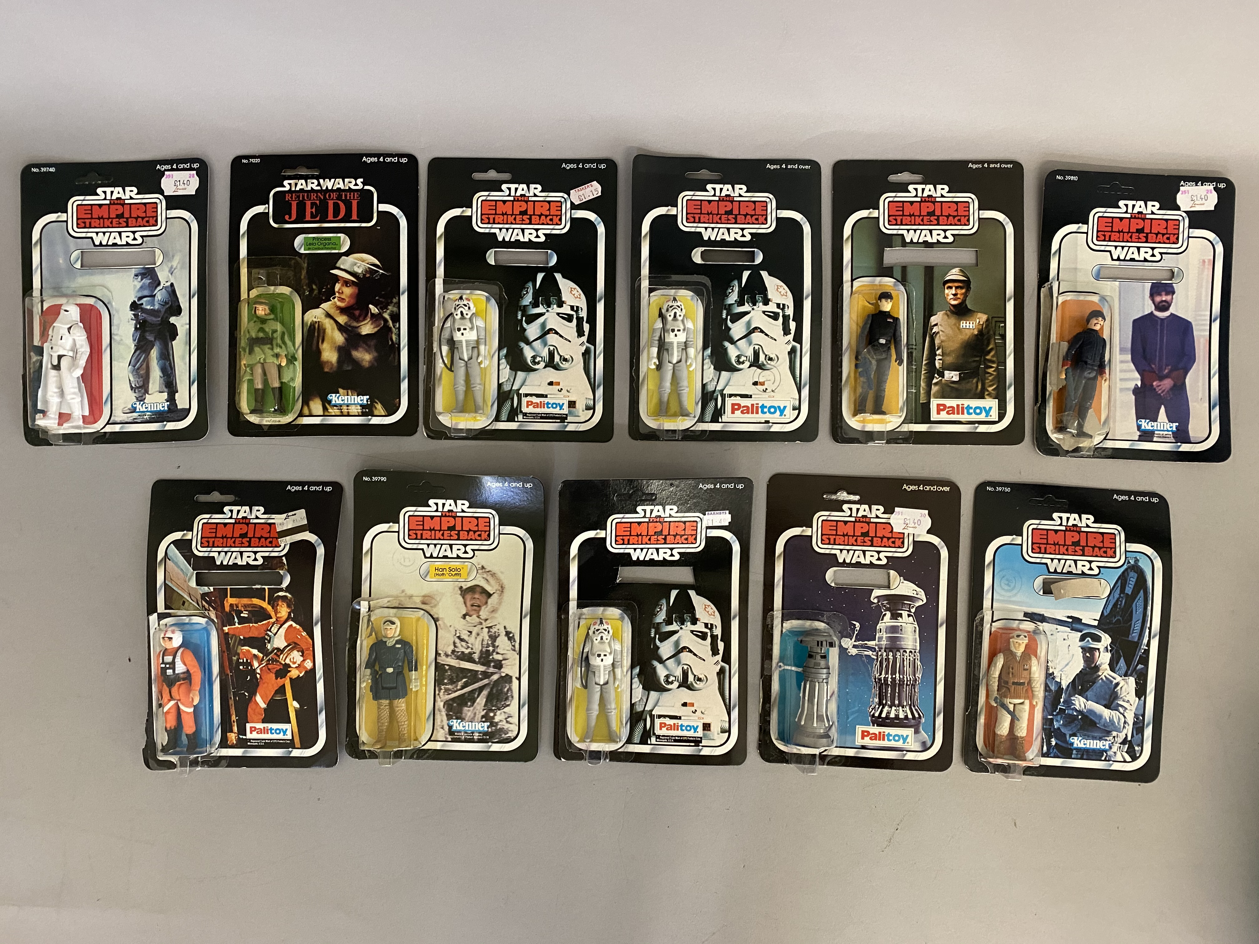 11 vintage Star Wars figures - all with cards but all have been removed from cards.