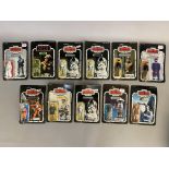 11 vintage Star Wars figures - all with cards but all have been removed from cards.