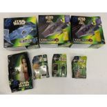 7x Hasbro and Kenner Star Wars figures and vehicles including Power of Th Force examples. Boxed/