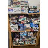 77x Assorted model kits, mostly Lindberg examples. (Contents not checked for completeness)