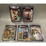 5 vintage Star Wars ROTJ Return Of The Jedi figures on original backing cards: Arfive-Defour (R5-D4)