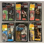 6 vintage Star Wars figures still sealed on ROTJ Return Of The Jedi backing cards: B-Wing Pilot, A-W