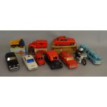 A good mixed lot of vintage plastic bodied vehicles including a boxed Mettoy Royal Mail Van and an