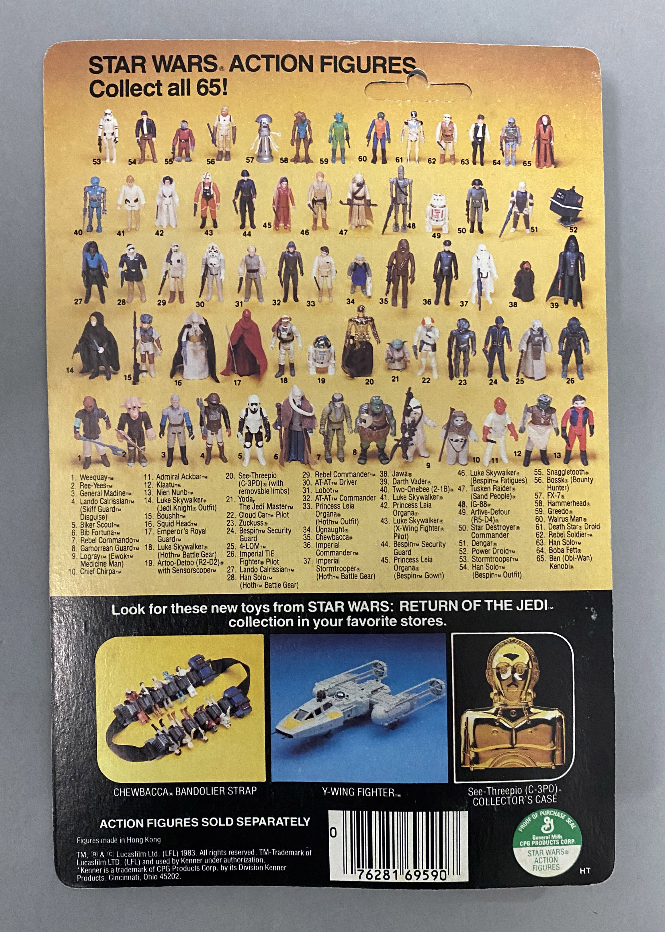 5 vintage Star Wars figures on ROTJ Return Of The Jedi backing cards: Klaatu, Wicket W. Warrick, Log - Image 11 of 11