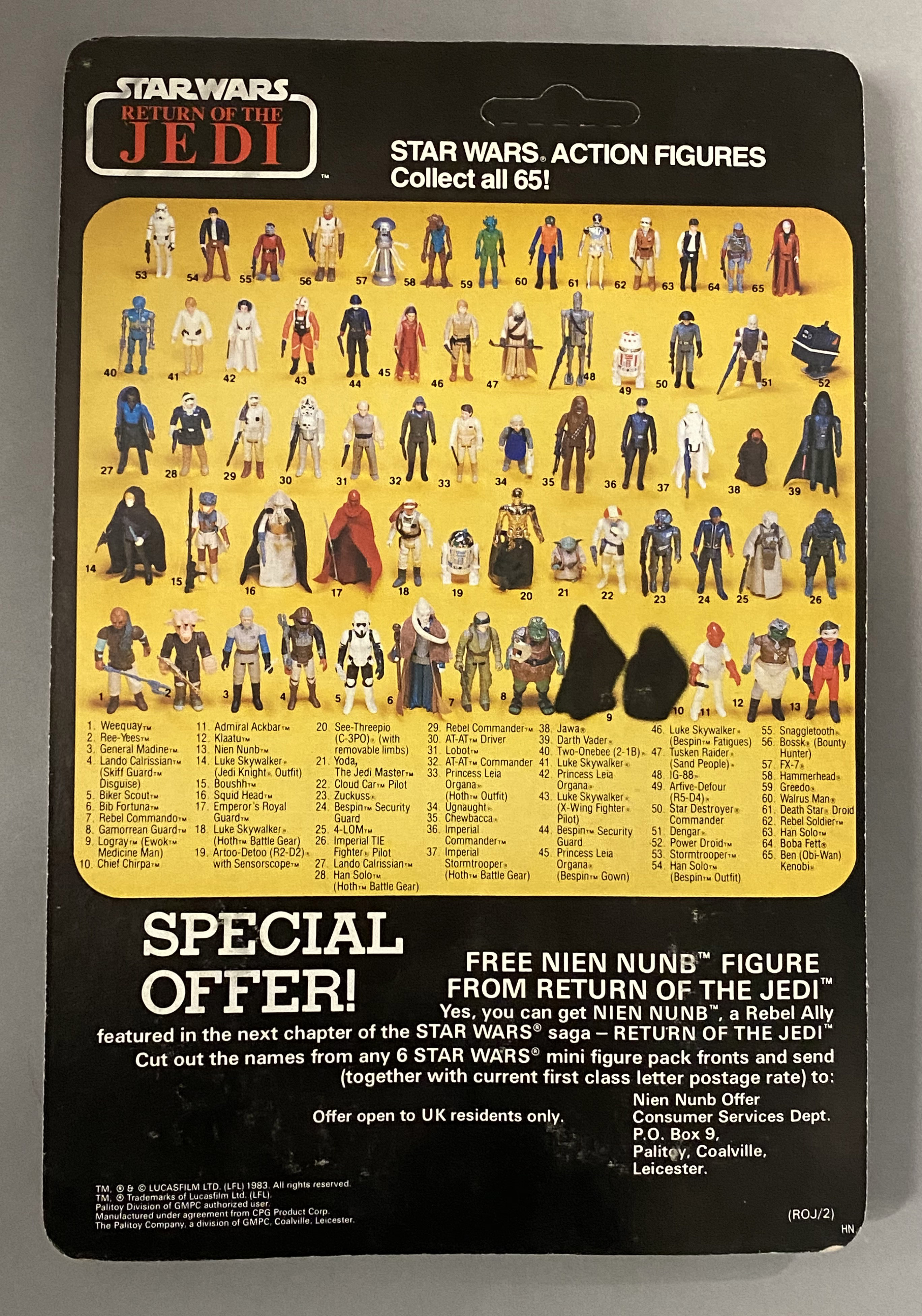 5 vintage Star Wars ROTJ Return Of The Jedi figures on original backing cards: Imperial TIE Fighter - Image 9 of 11