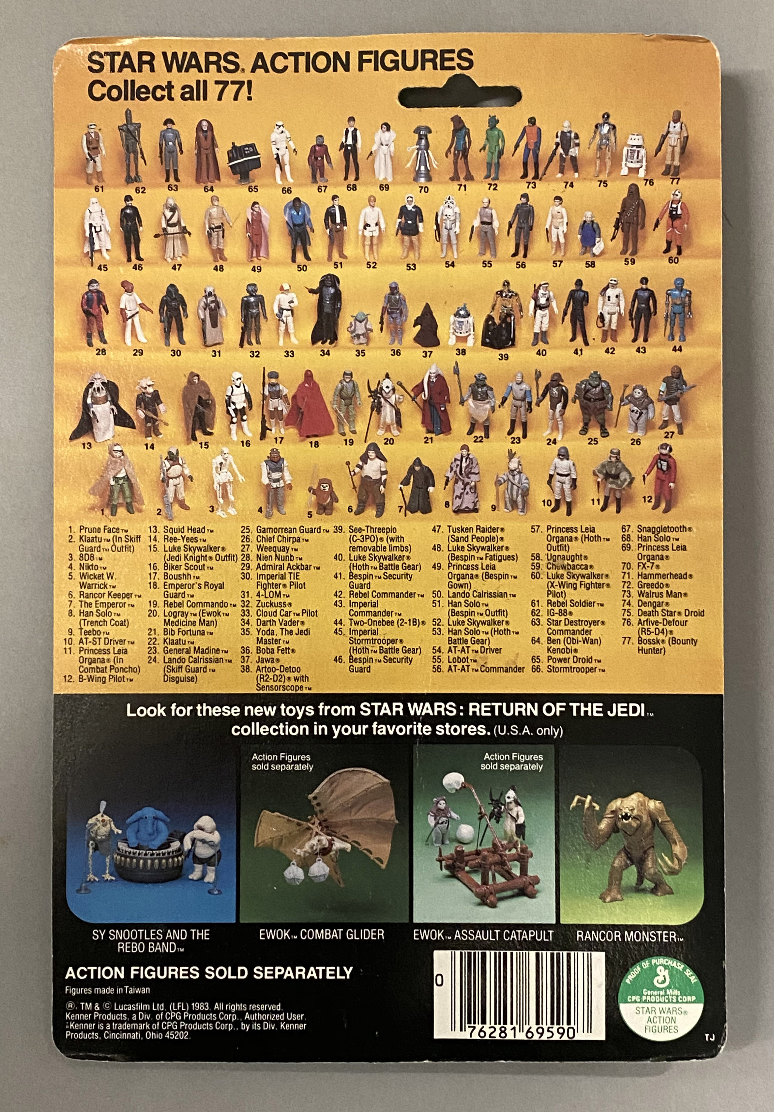 5 vintage Star Wars ROTJ Return Of The Jedi figures on original backing cards: Imperial TIE Fighter - Image 5 of 11