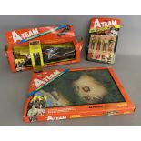 3 Galoob The A-Team sets: 8453 Armoured Attack Adventure Set (boxed), 8454 Combat Headquarters Set (
