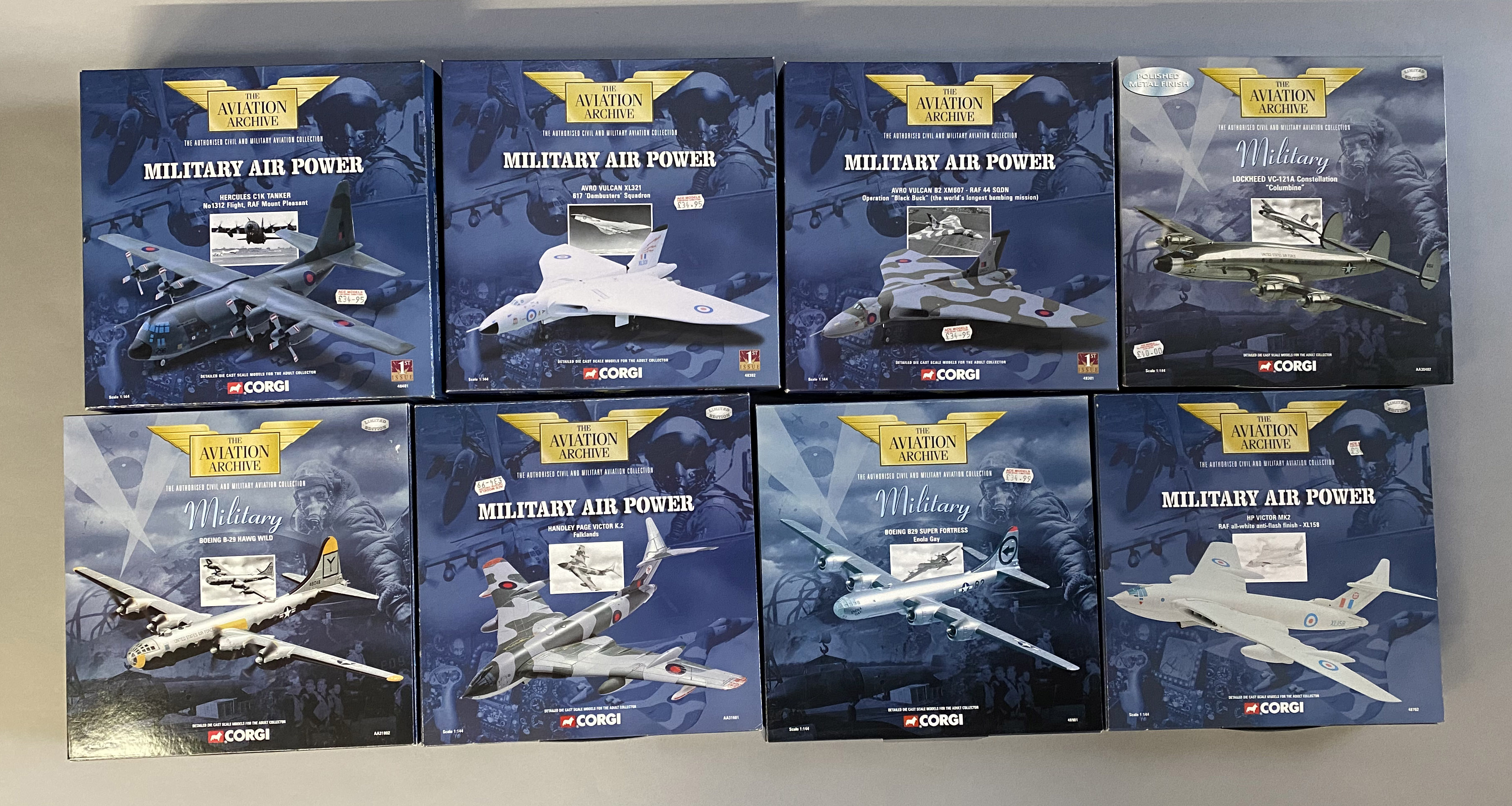 8 Corgi Aviation Archive Military Air Power model aircraft: 48401, 48302, 48301, AA30402, AA31802, A