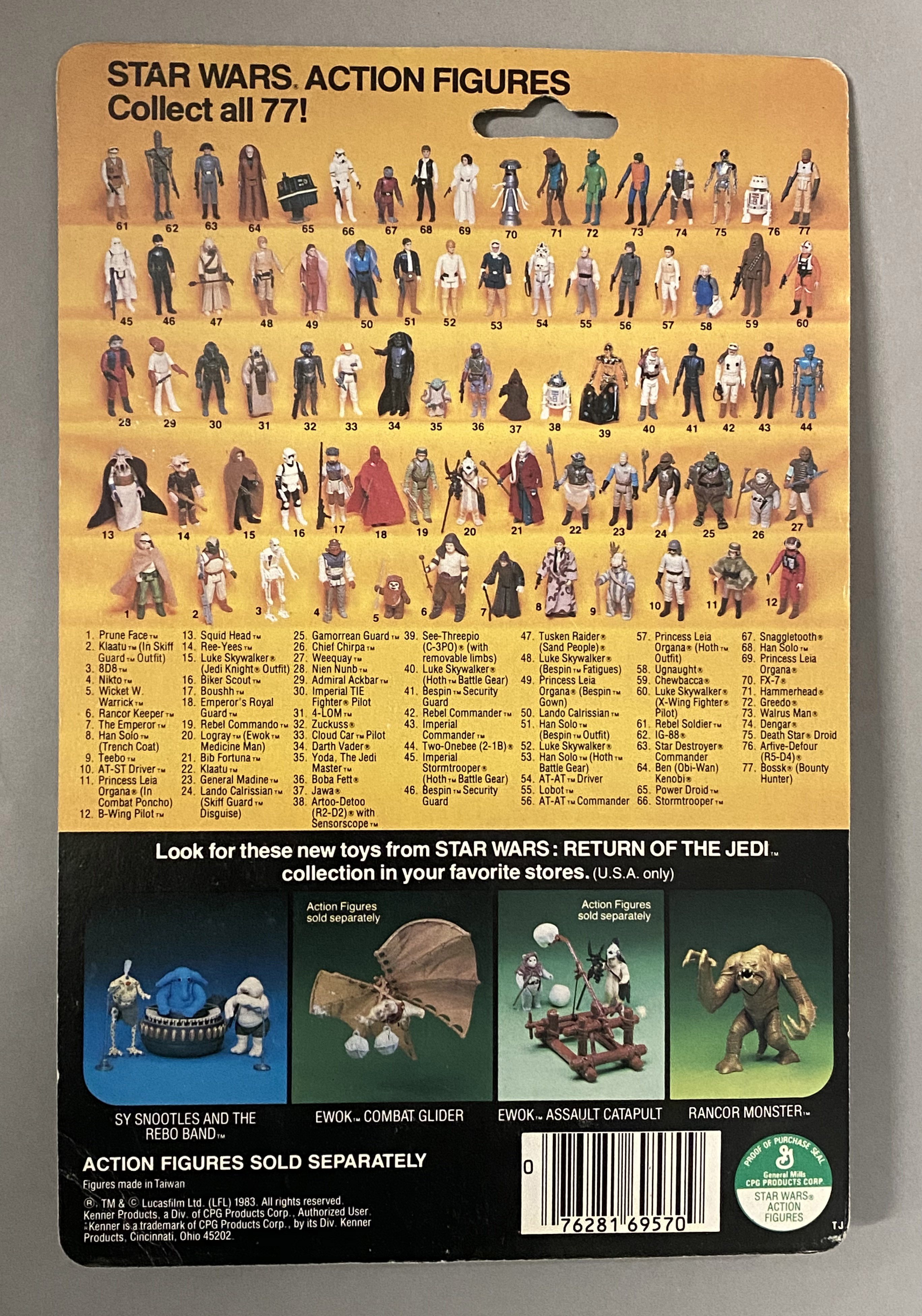 5 vintage Star Wars ROTJ Return Of The Jedi figures on original backing cards: Imperial TIE Fighter - Image 7 of 11