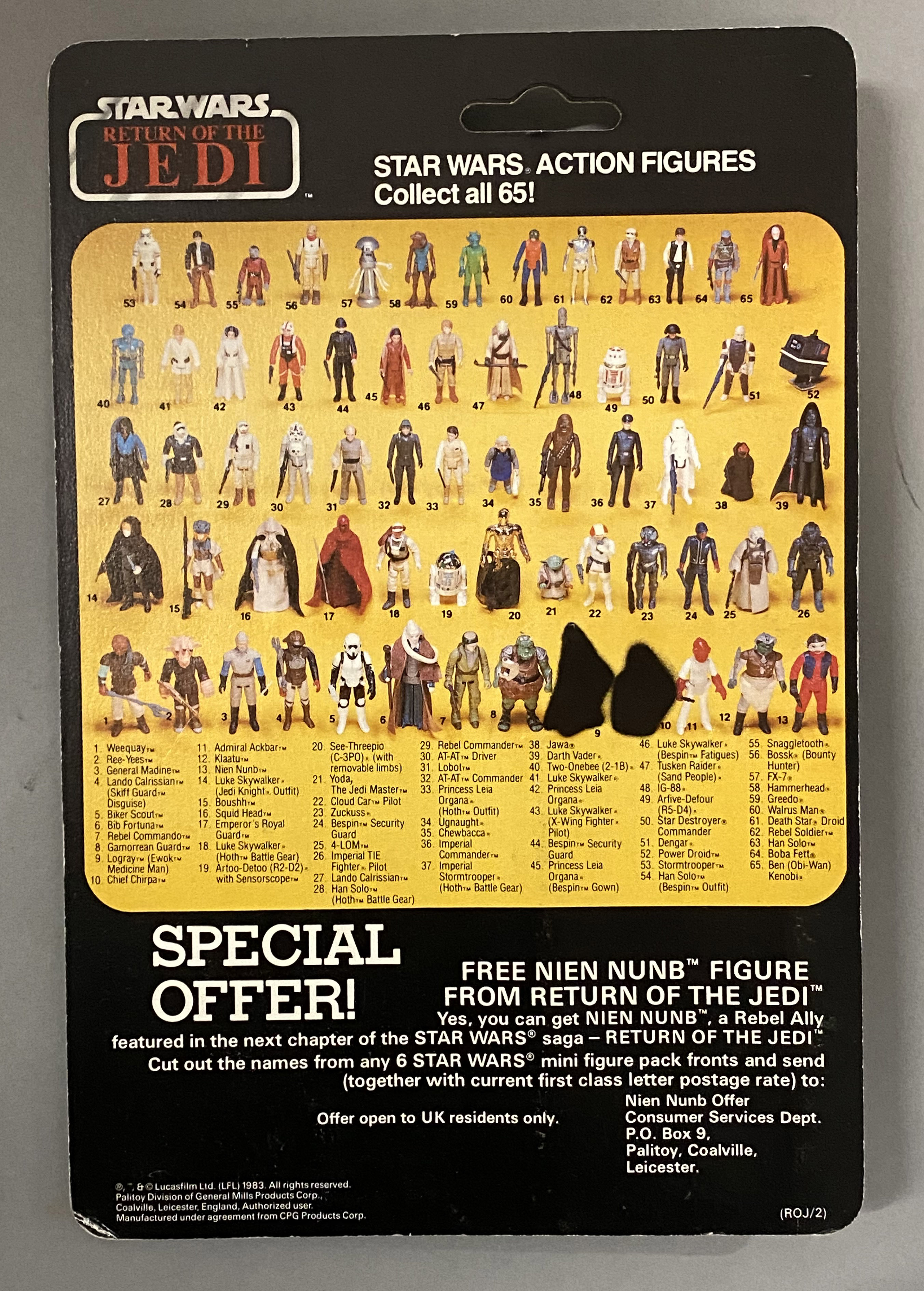 5 vintage Star Wars ROTJ Return Of The Jedi figures on original backing cards: Arfive-Defour (R5-D4) - Image 5 of 12