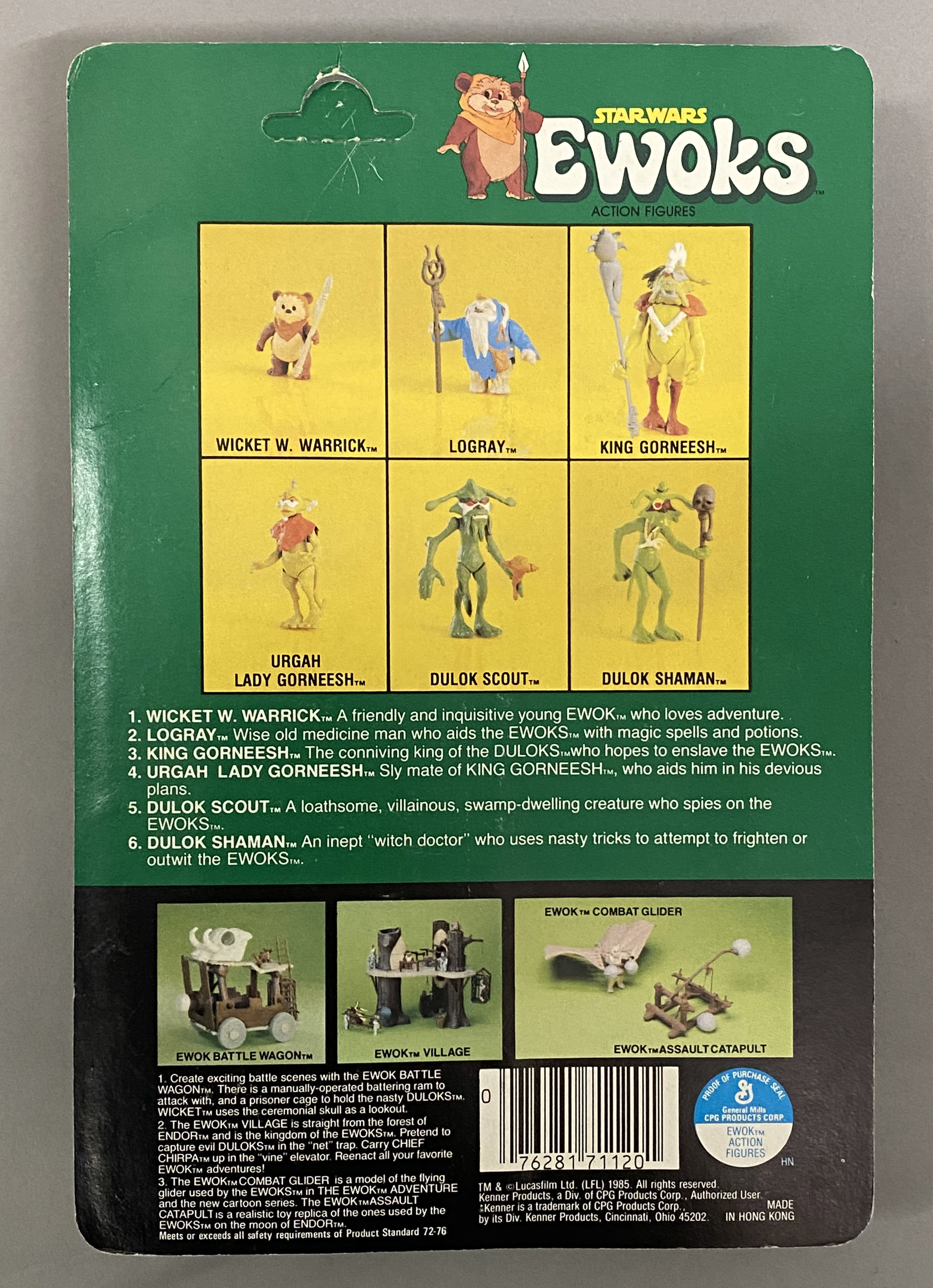 4 vintage Kenner Star Wars figures on Ewok backing cards: Logray, Dulok Scout, King Gorneesh and Sha - Image 7 of 9