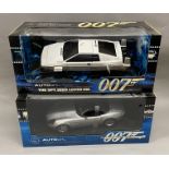 2x James Bond 007 1:18 Scale vehicle models by AutoArt: Lotus Esprit, BMW Z8, both appear VG in