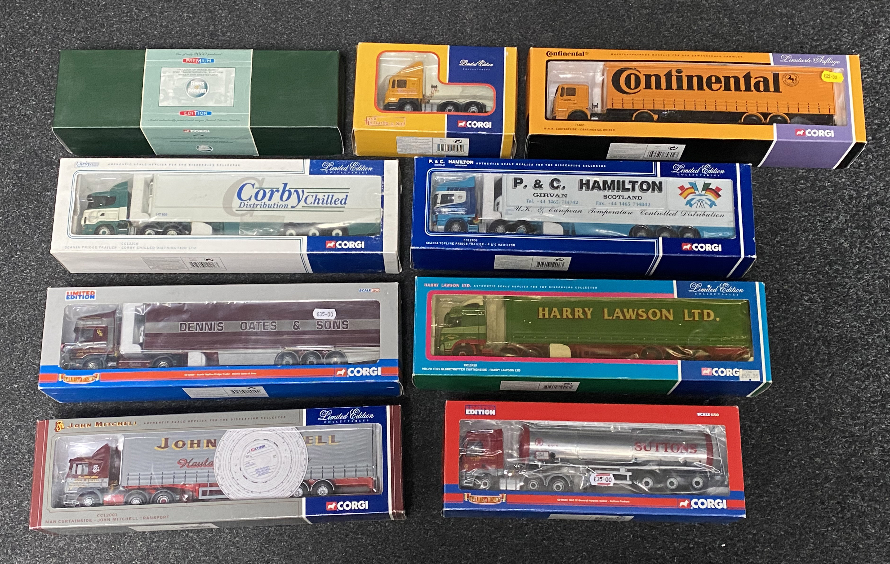 9x Corgi 1:50 scale Commercial vehicle models including Limited Editions and a Premium Edition