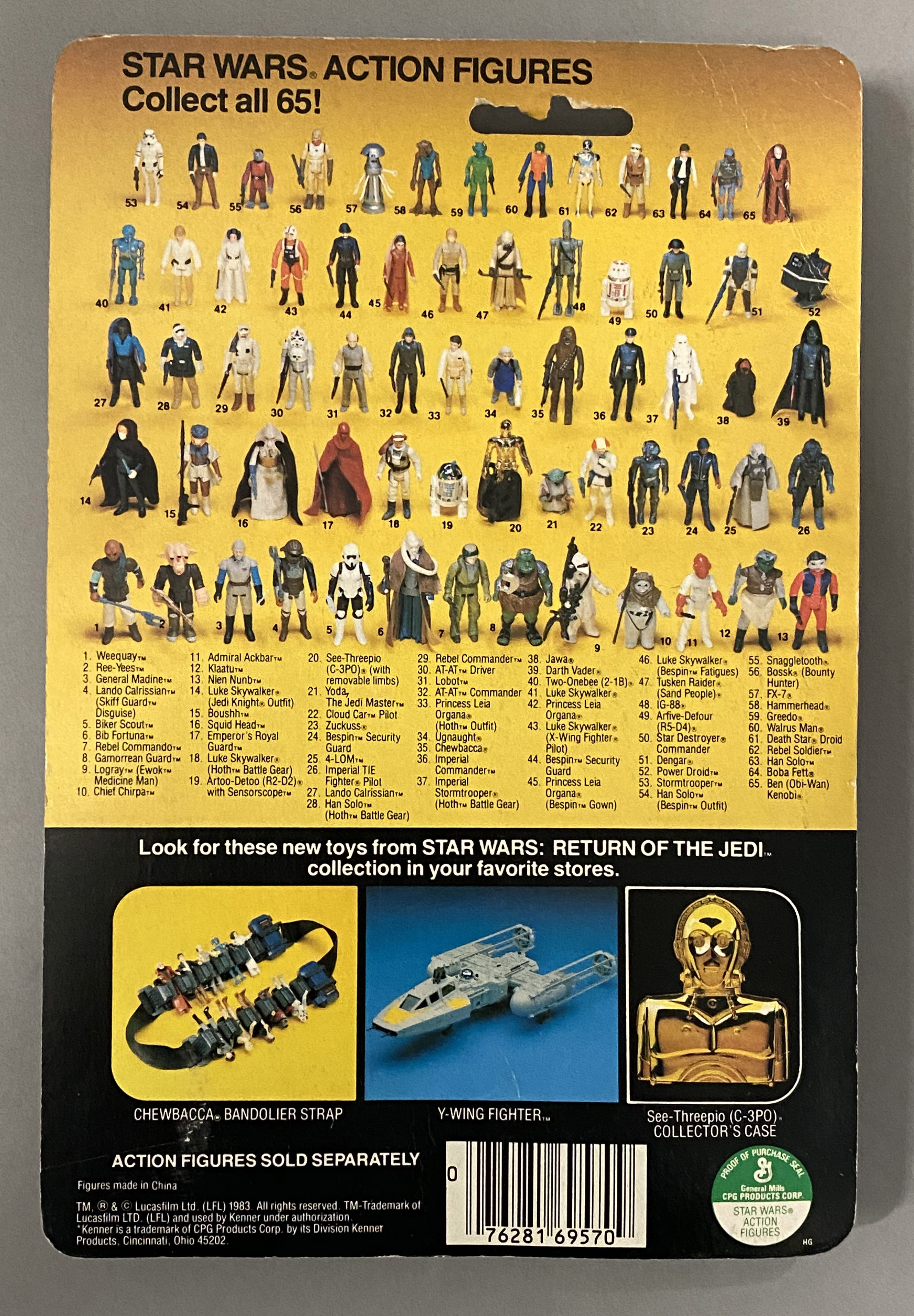 5 vintage Star Wars ROTJ Return Of The Jedi figures on original backing cards: Imperial TIE Fighter - Image 11 of 11